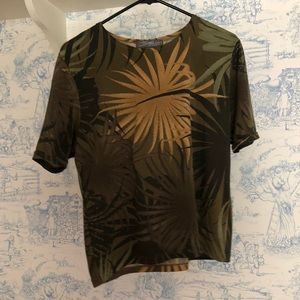 green and gold palm leaf t shirt